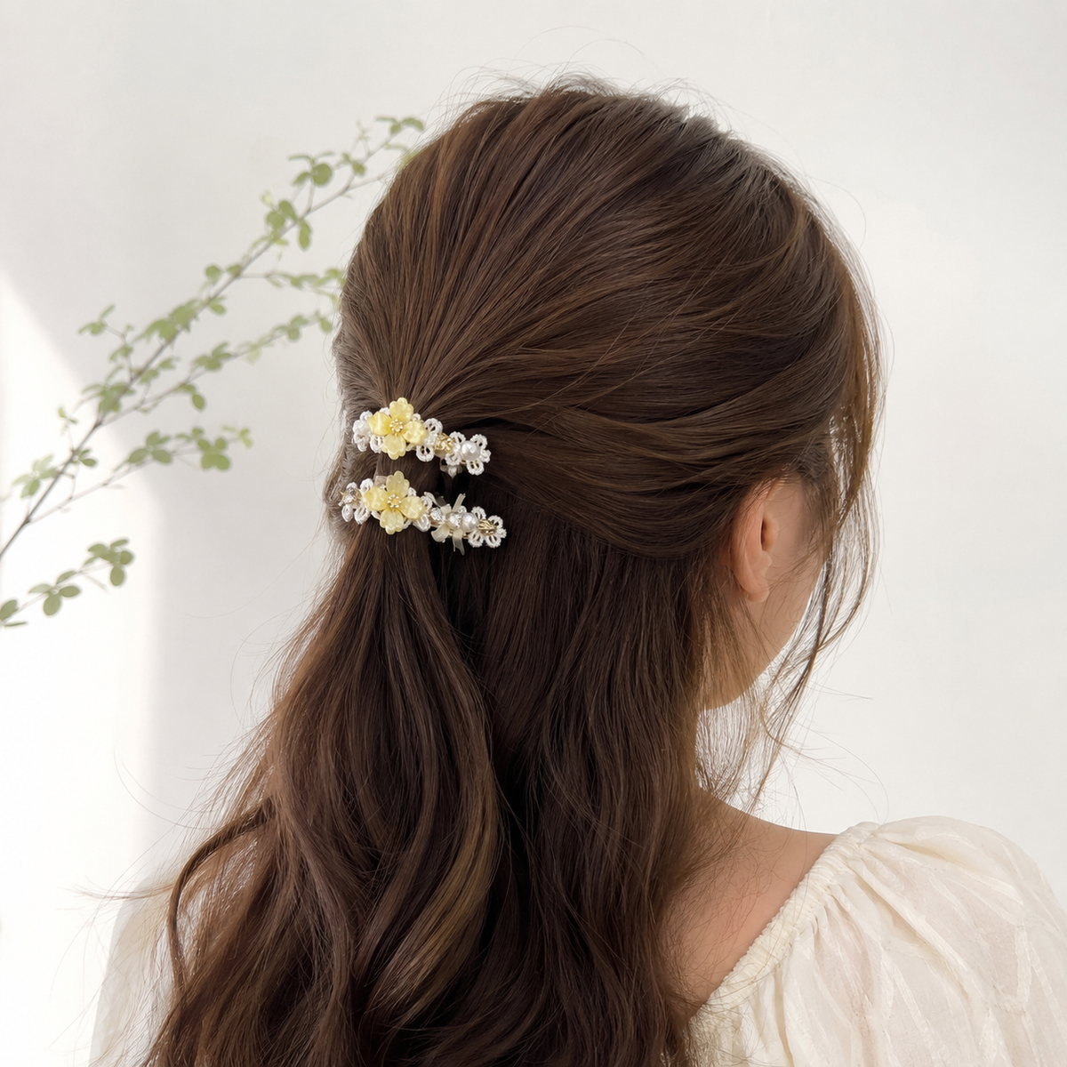 Golden Blossom Lace Hair Clip Set