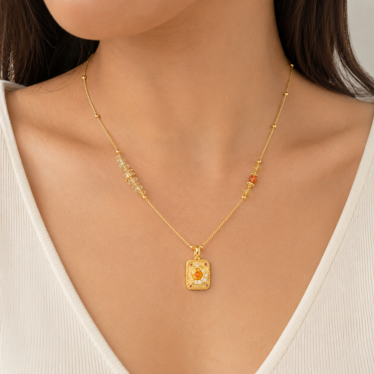 Golden Ember Pendant Necklace