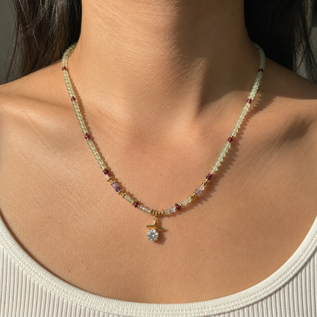 Mint Starlight Beaded Necklace
