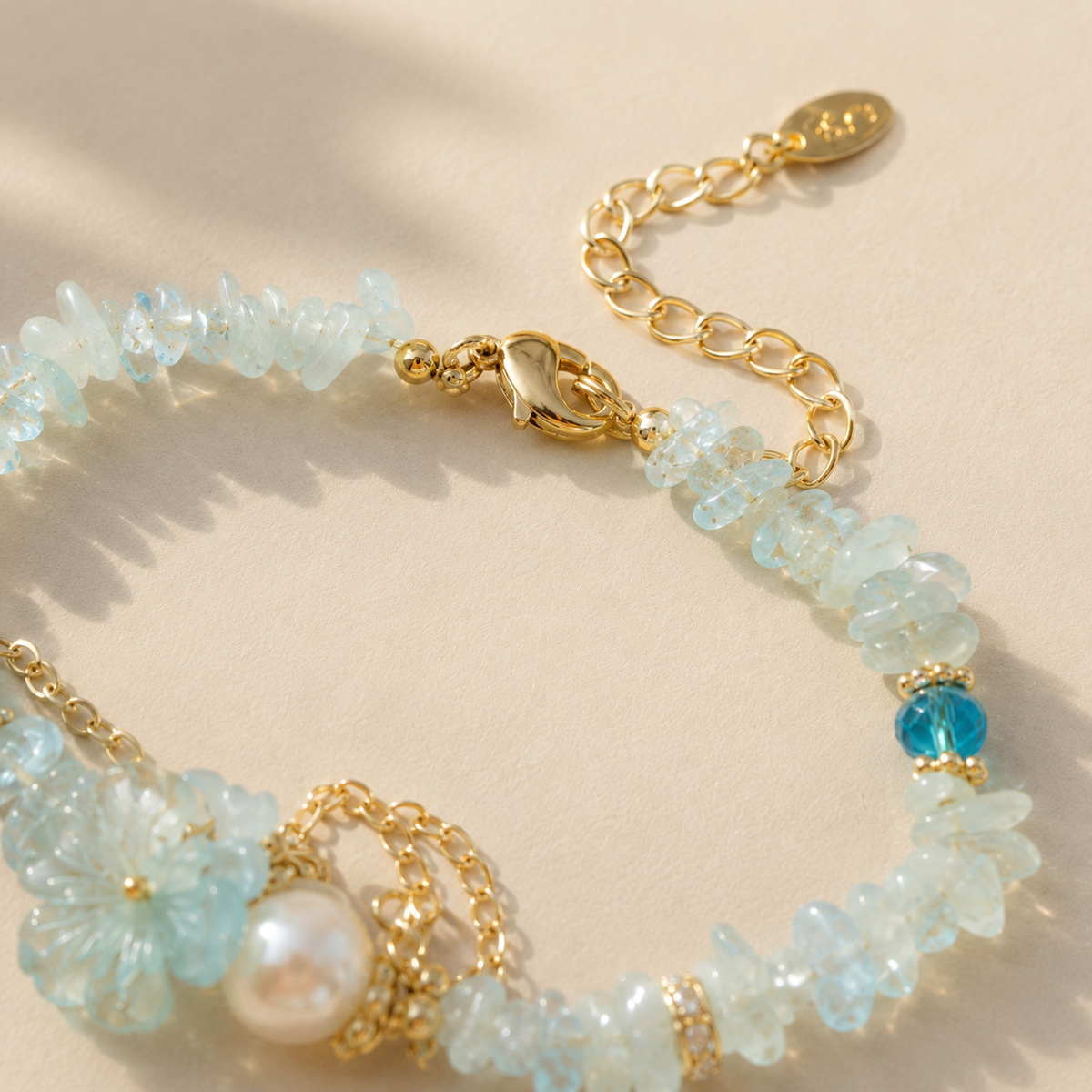 Aqua Blossom Pearl Bracelet