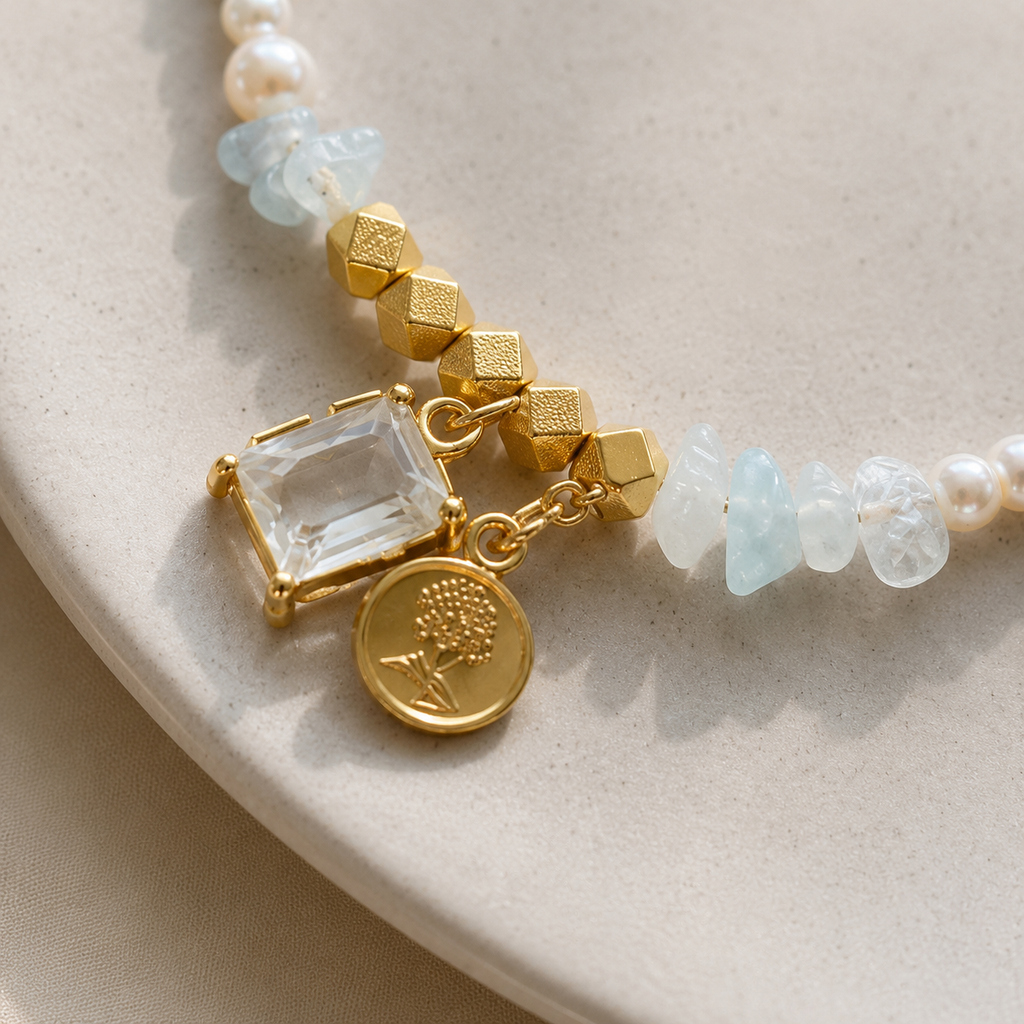 Aqua Meadow Charm Bracelet