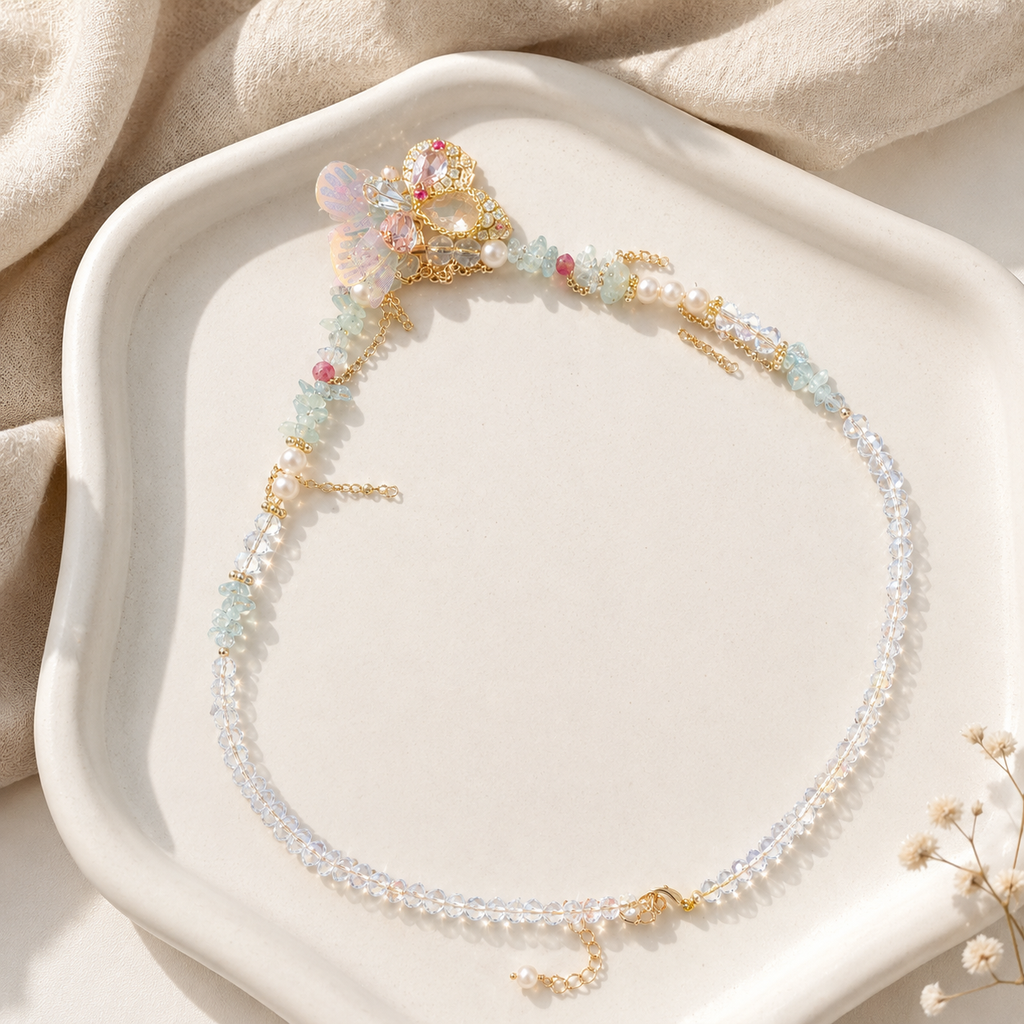 Iridescent Butterfly Garden Necklace