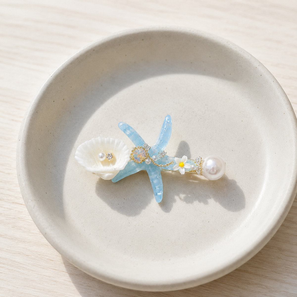 Ocean Starfish Pearl Hair Clip
