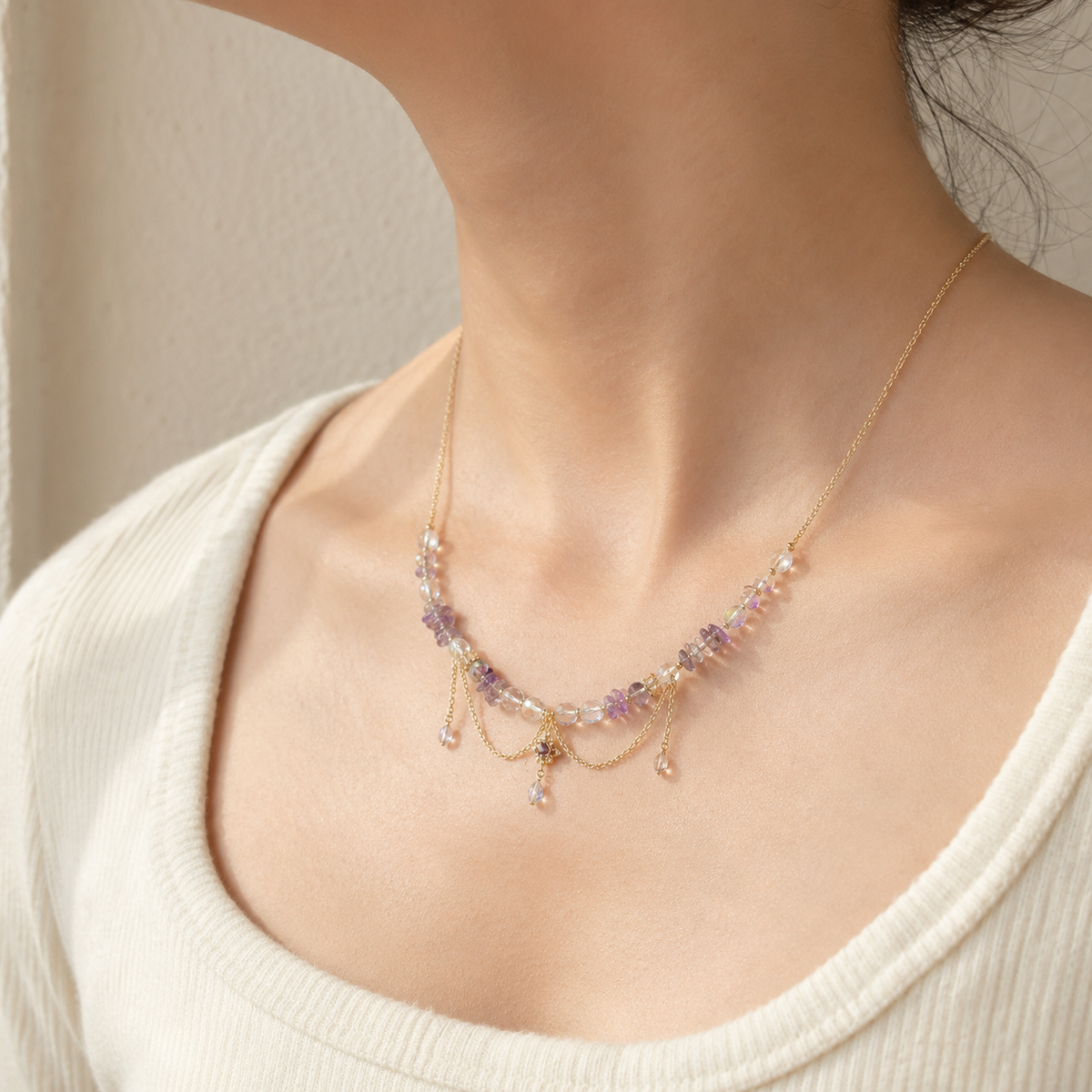 Lavender Veil Crystal Necklace