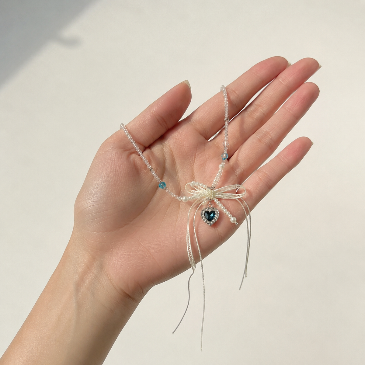 Midnight Ribbon Heart Necklace