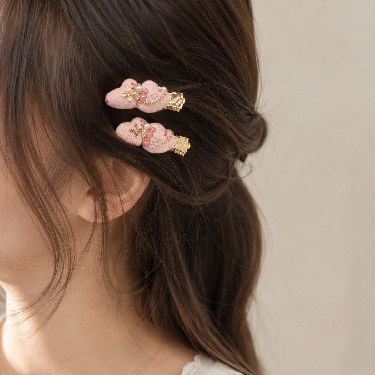 Blush Butterfly Bow Hair Clip Set