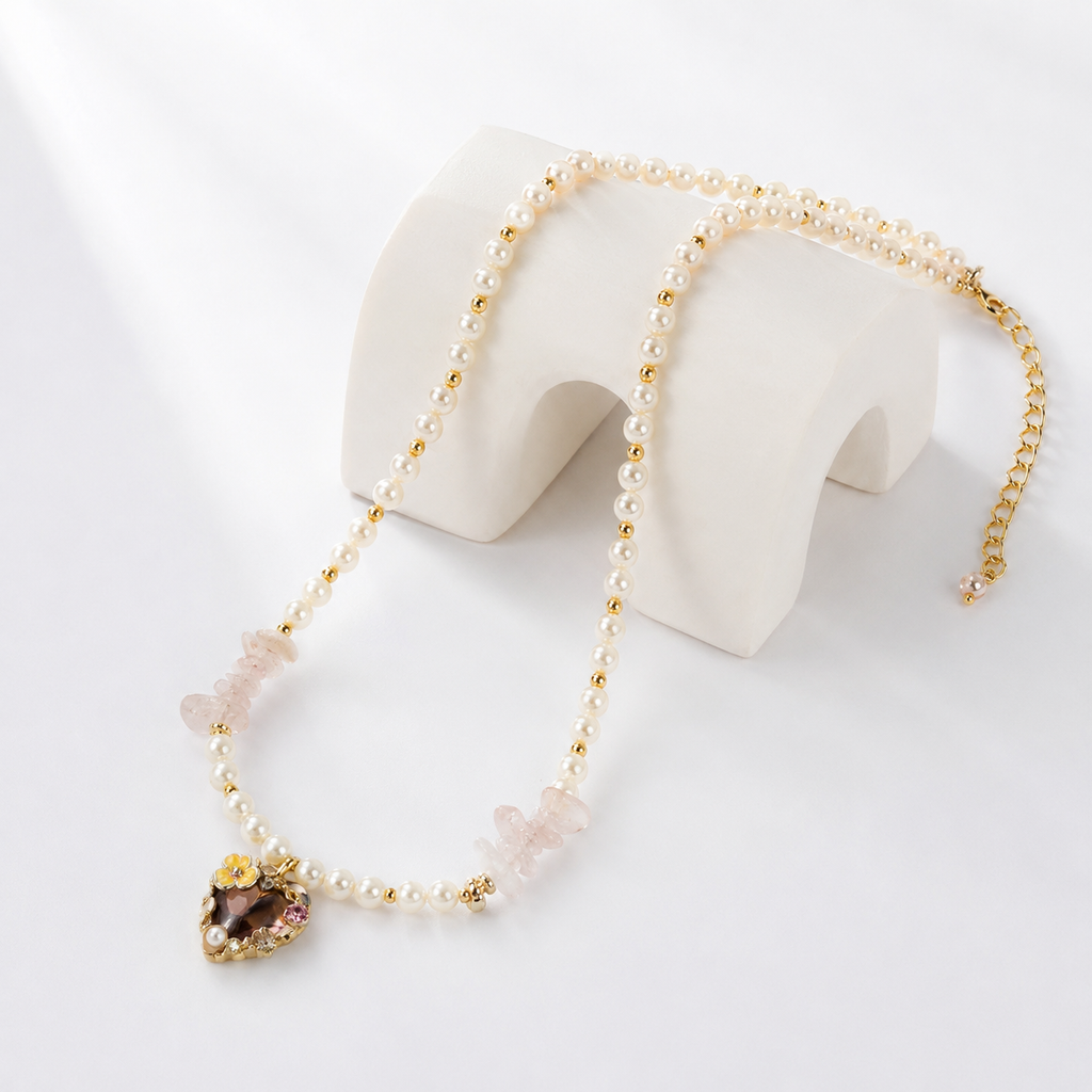 Blush Pearl Heart Pendant Necklace