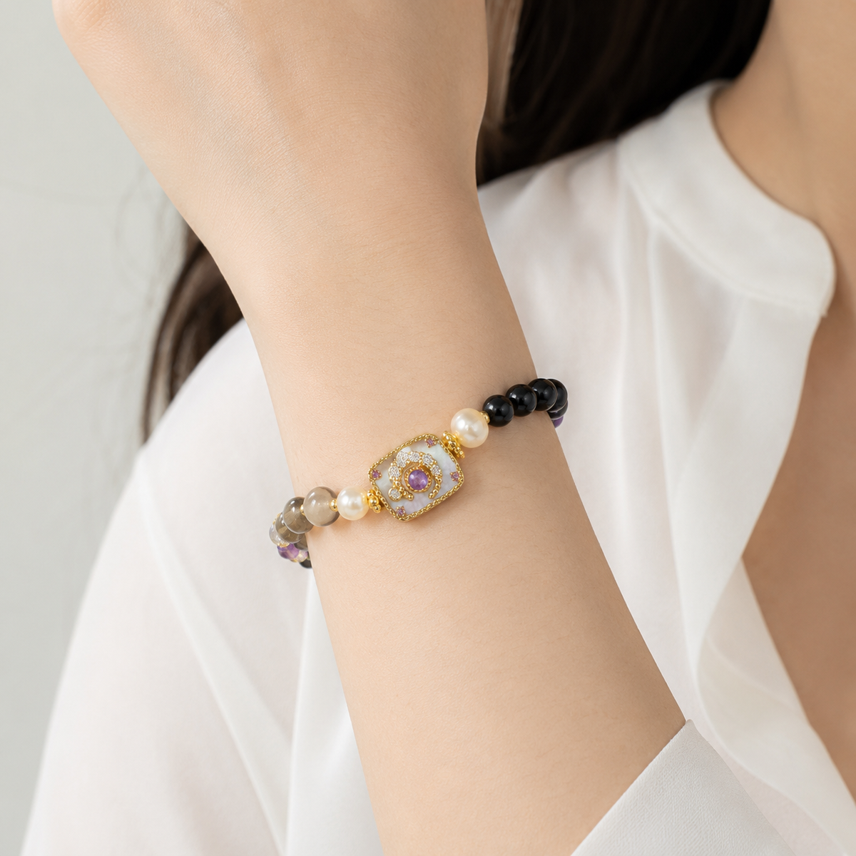 Midnight Amethyst Charm Bracelet