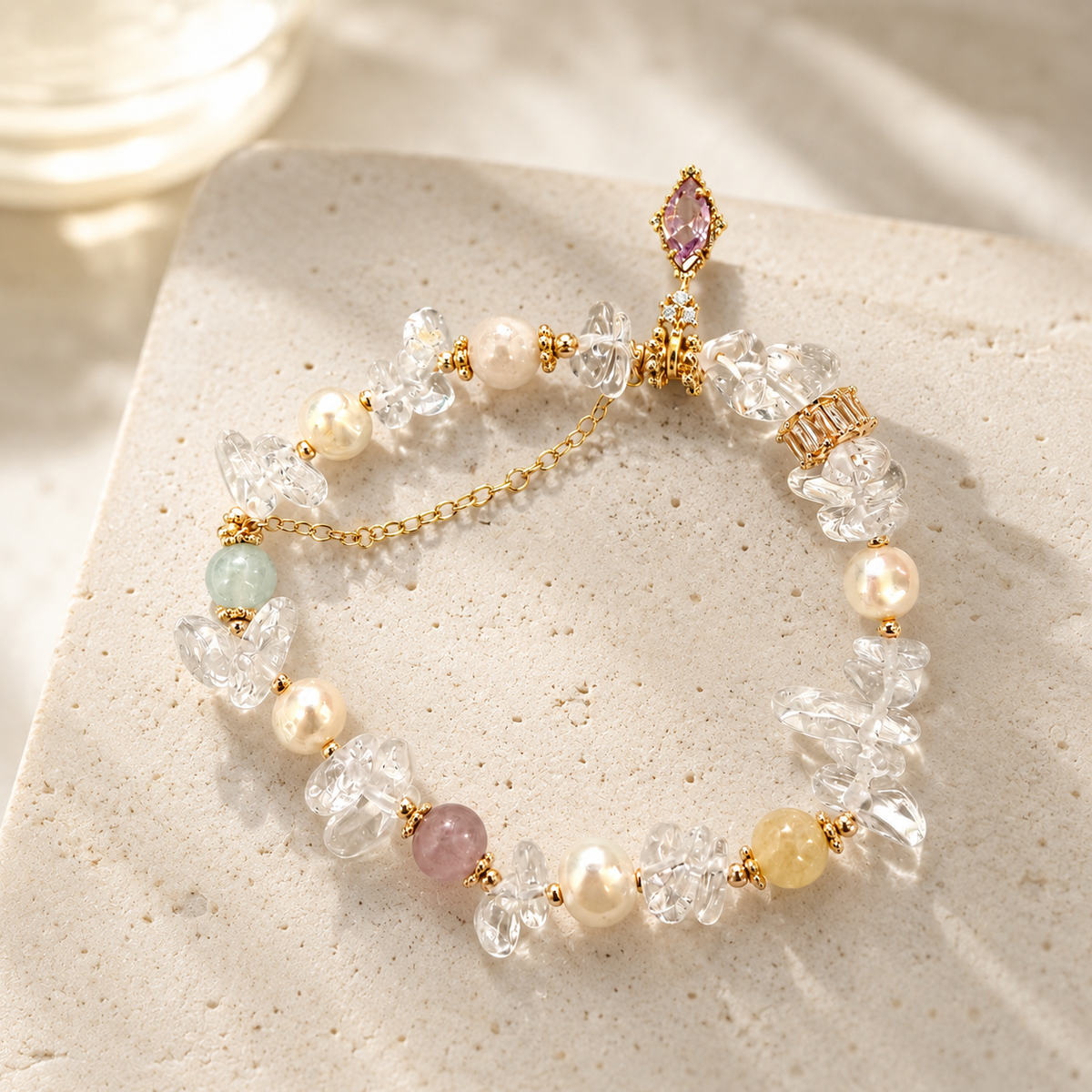 Crystal Garden Pearl Bracelet