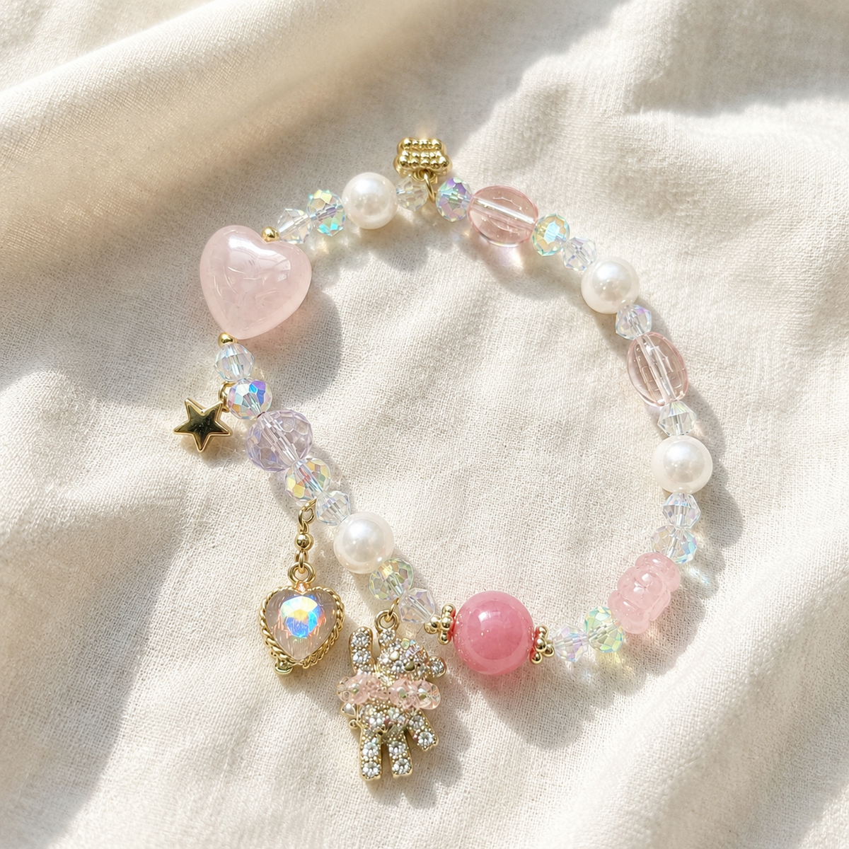 Pink Stardust Teddy Bracelet
