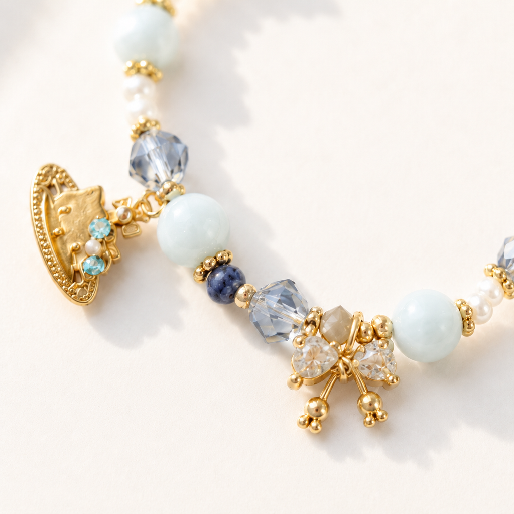 Powder Blue Bow Charm Bracelet
