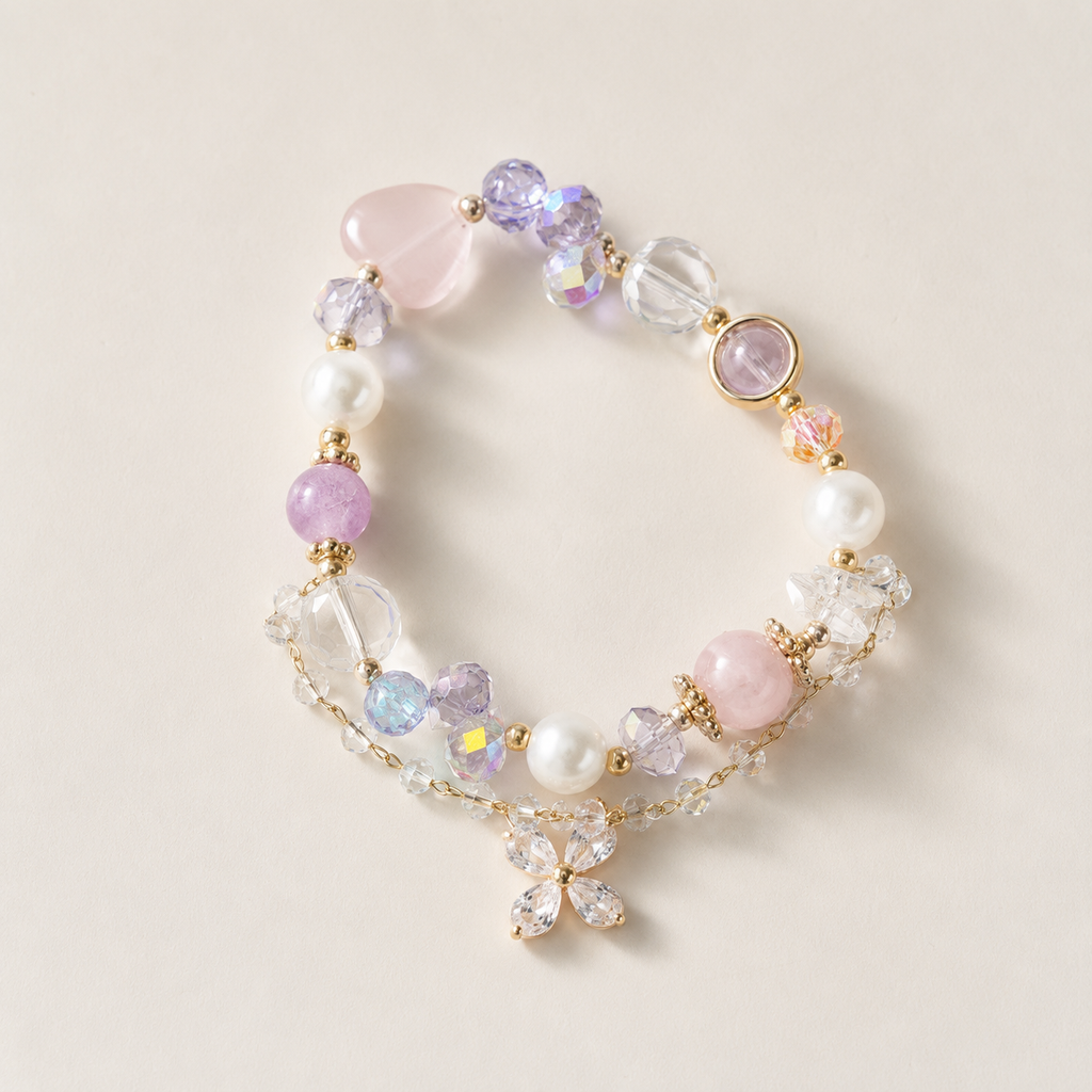 Lavender Butterfly Charm Bracelet