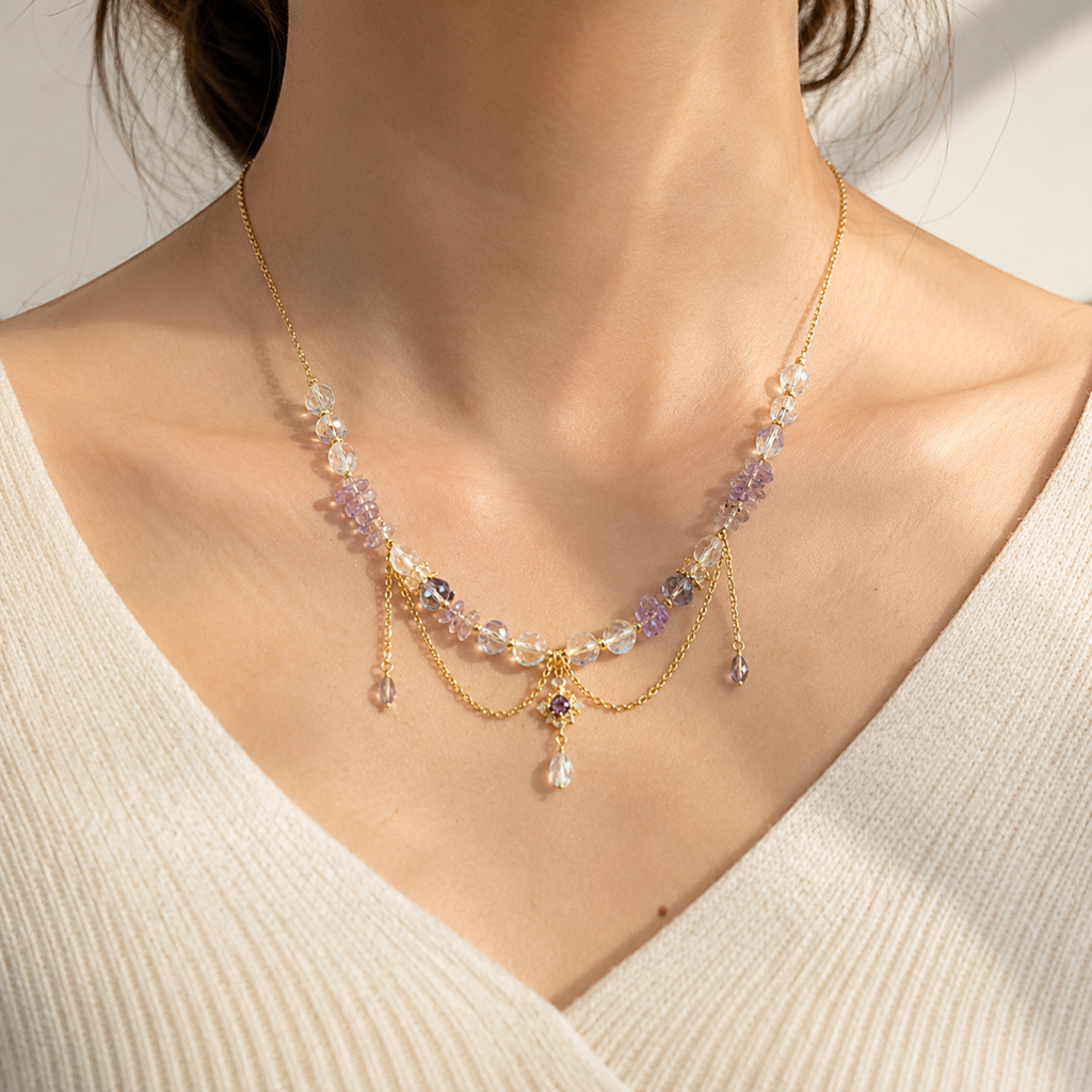 Lavender Veil Crystal Necklace