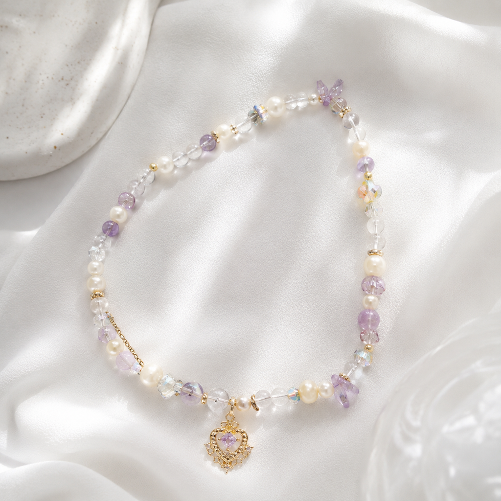 Lavender Crown Pearl Necklace