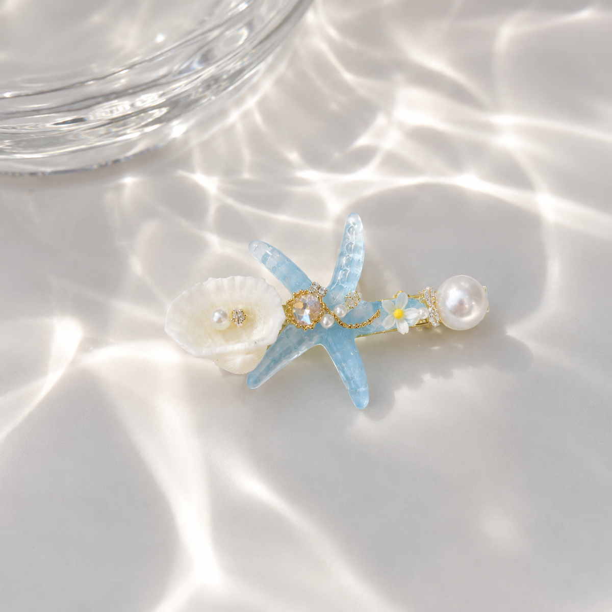 Ocean Starfish Pearl Hair Clip