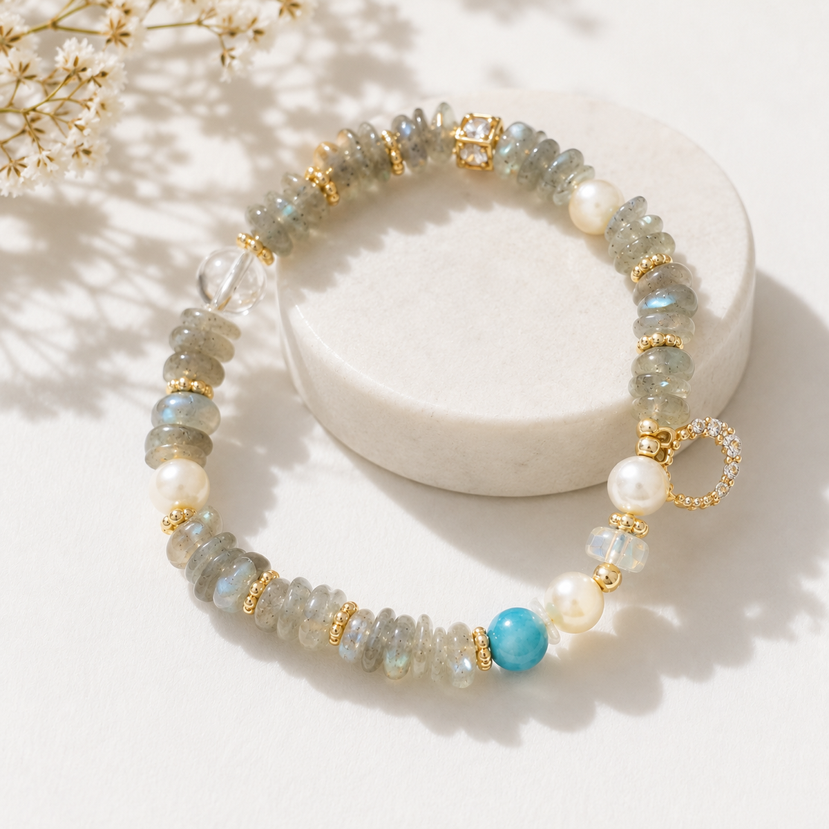 Moonlit Mist Pearl Bracelet