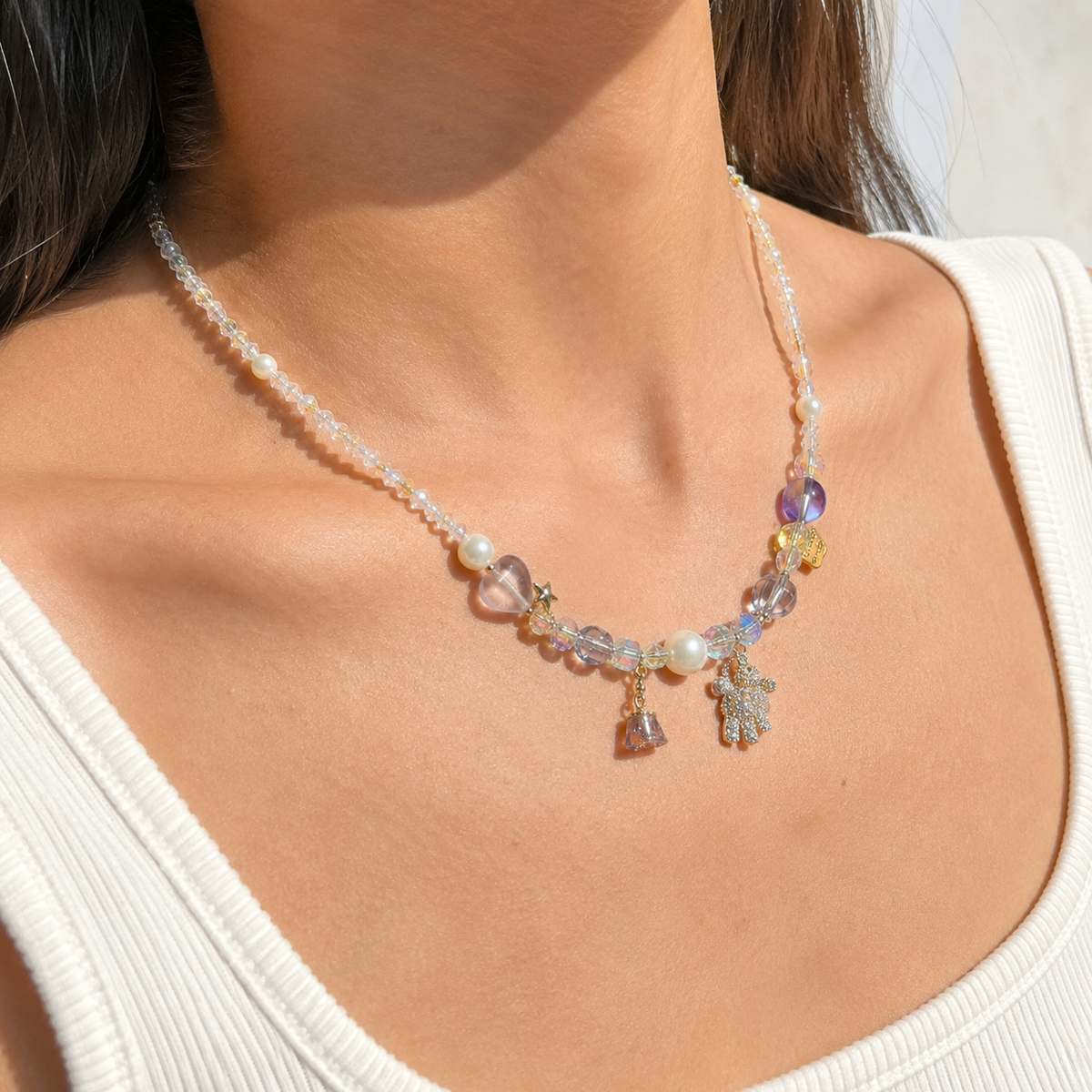 Starlight Teddy Crystal Necklace