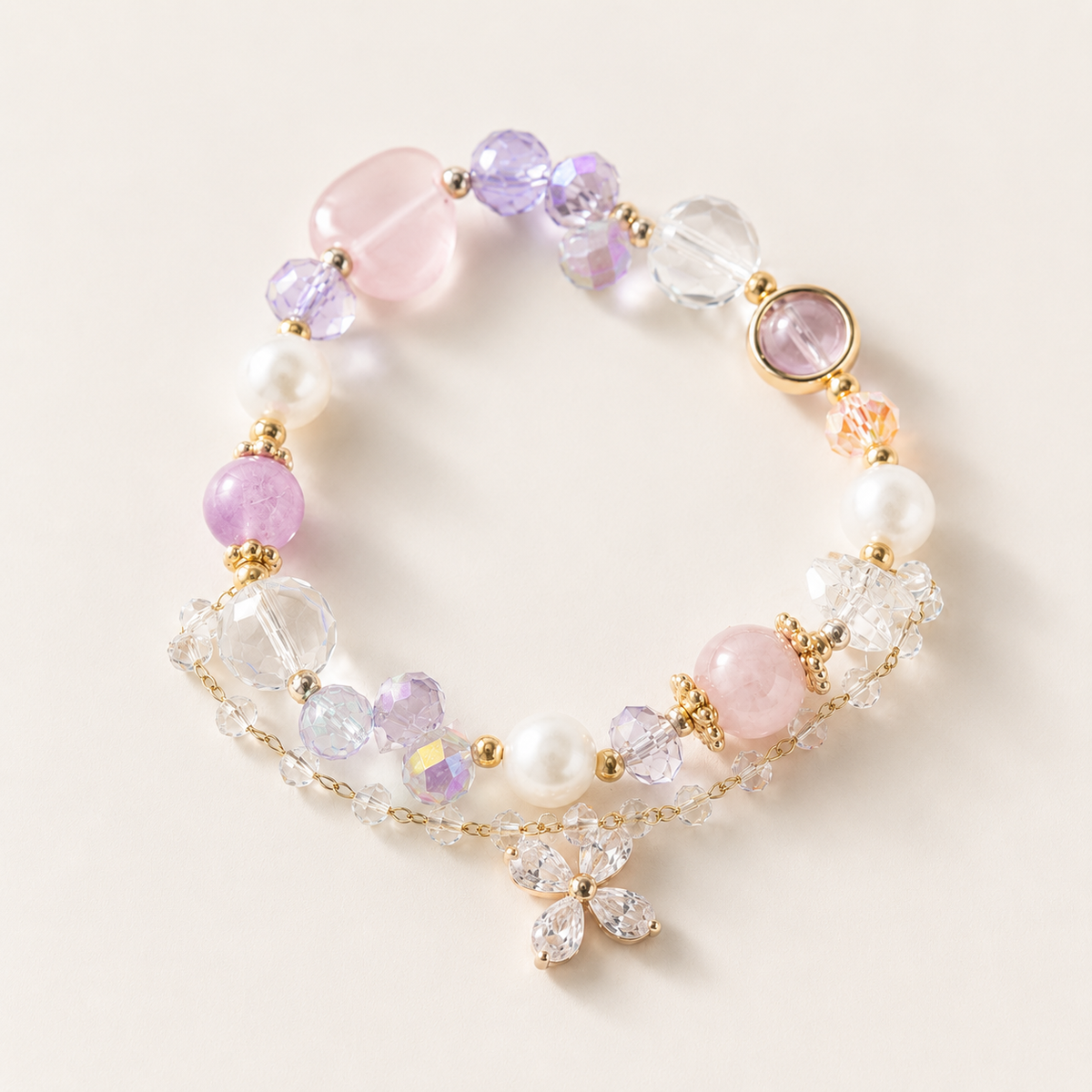 Lavender Butterfly Charm Bracelet
