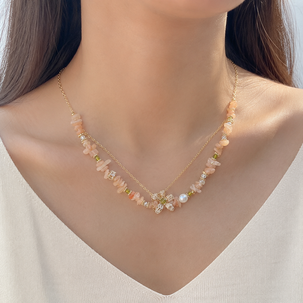 Apricot Bloom Layered Necklace
