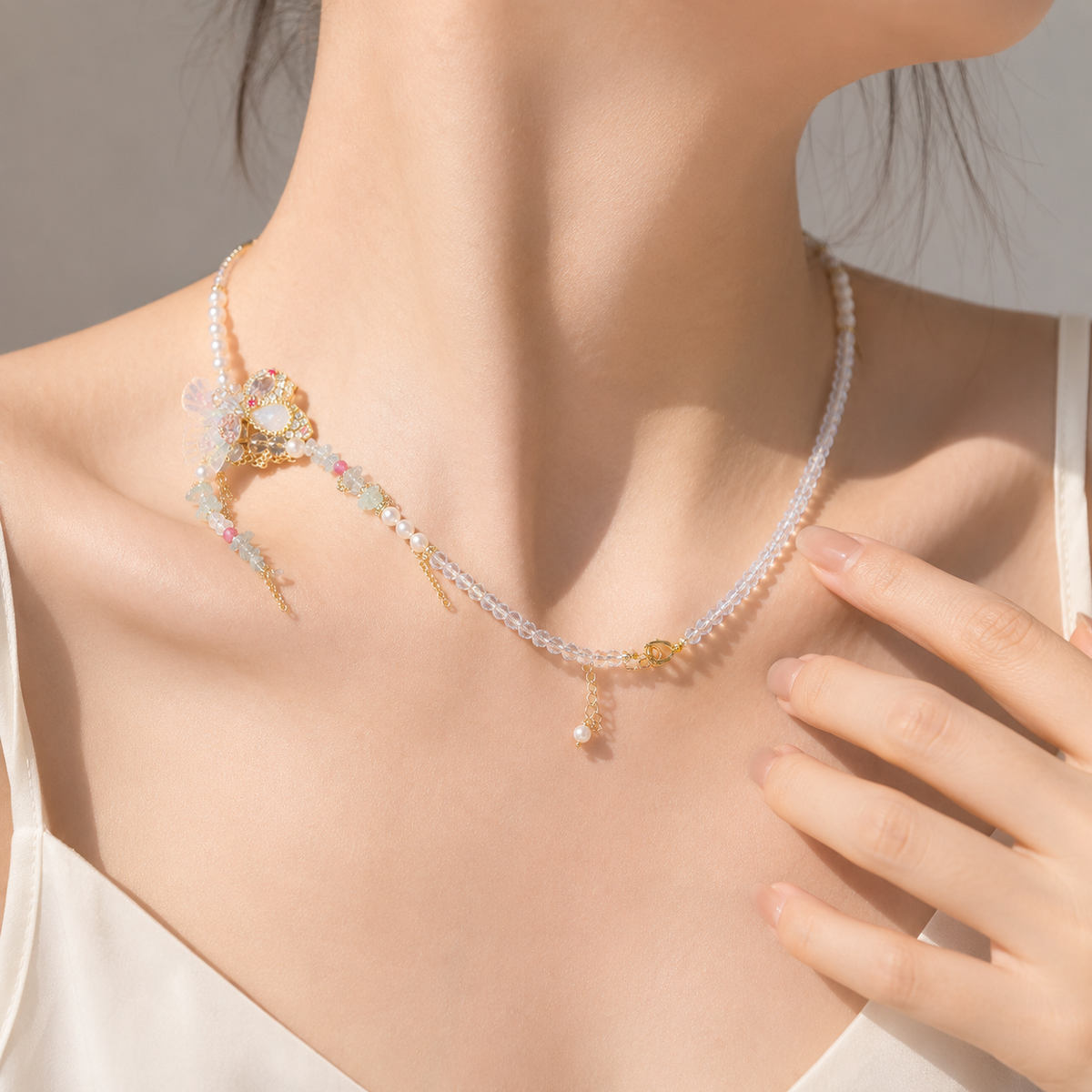 Iridescent Butterfly Garden Necklace