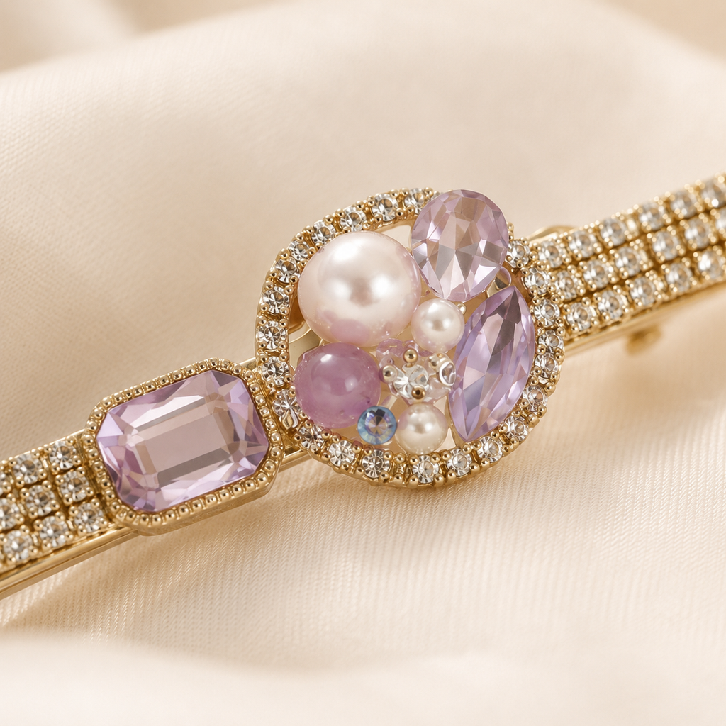 Lavender Pearl Crystal Hair Clip