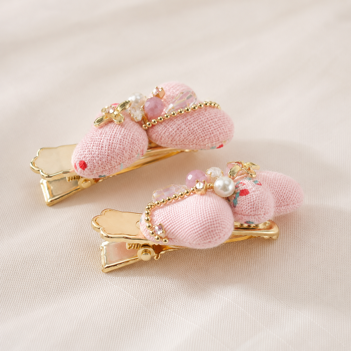Blush Butterfly Bow Hair Clip Set