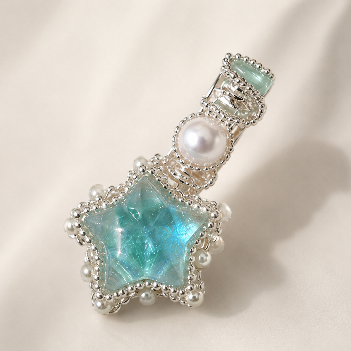 Aqua Star Pearl Drop Earrings