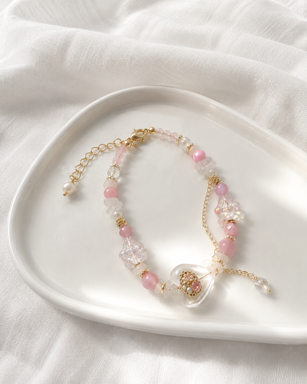 Blush Petal Charm Bracelet