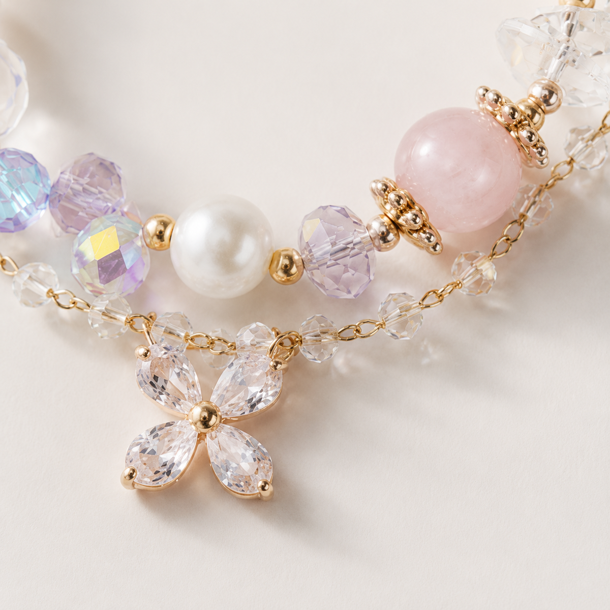 Lavender Butterfly Charm Bracelet