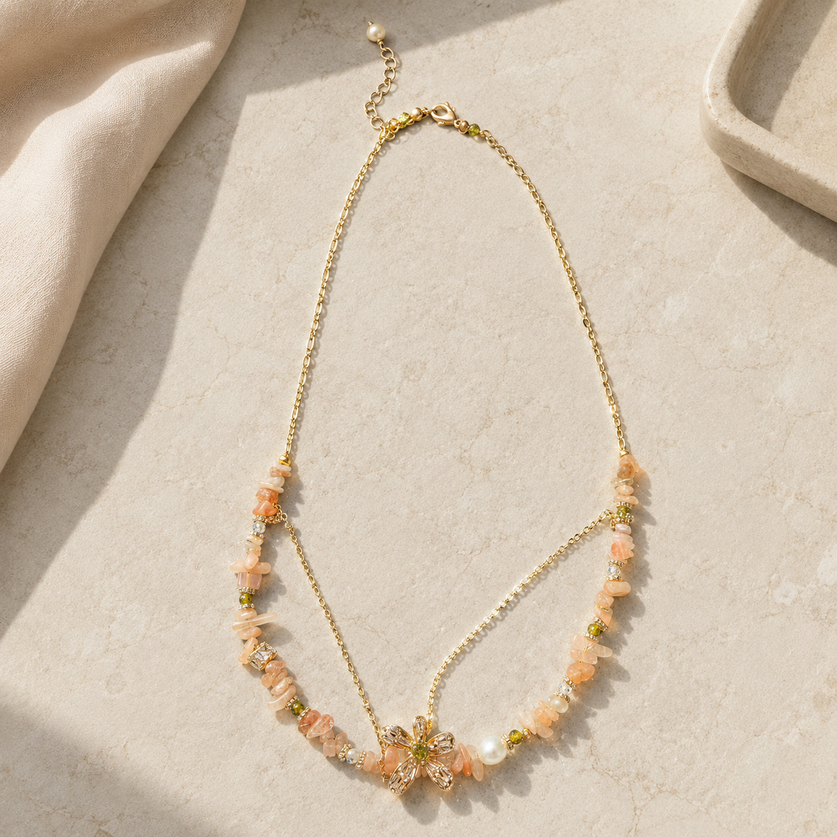 Apricot Bloom Layered Necklace