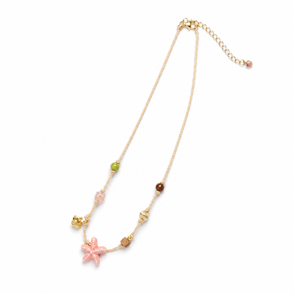 Coral Starfish Cord Necklace