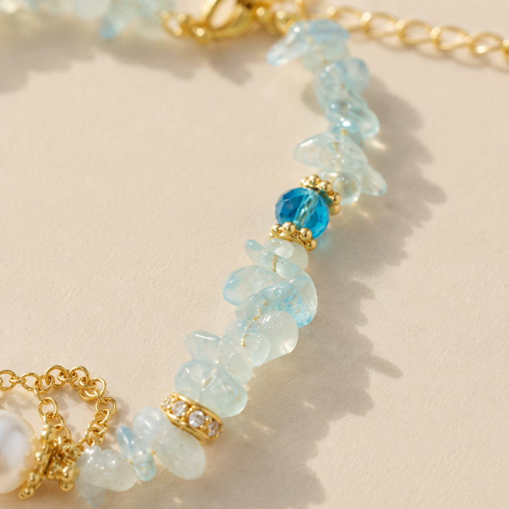 Aqua Blossom Pearl Bracelet