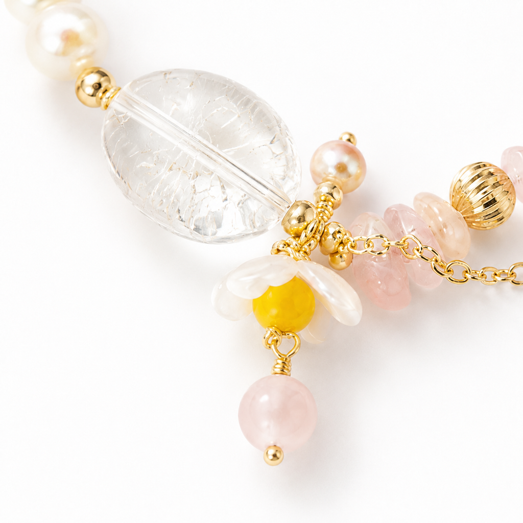 Spring Rose Quartz, Clear Quartz & Pearl Bracelet