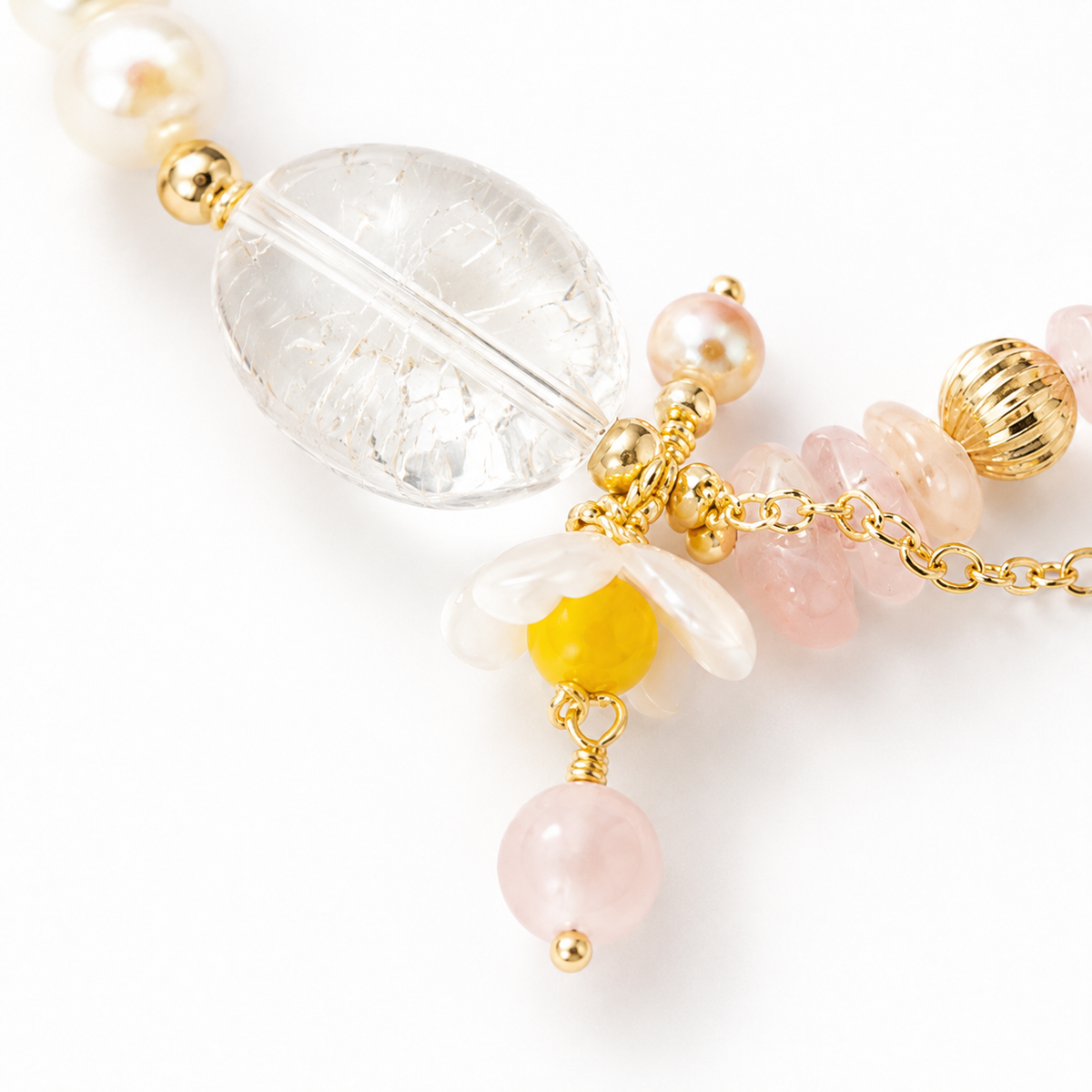 Spring Rose Quartz, Clear Quartz & Pearl Bracelet