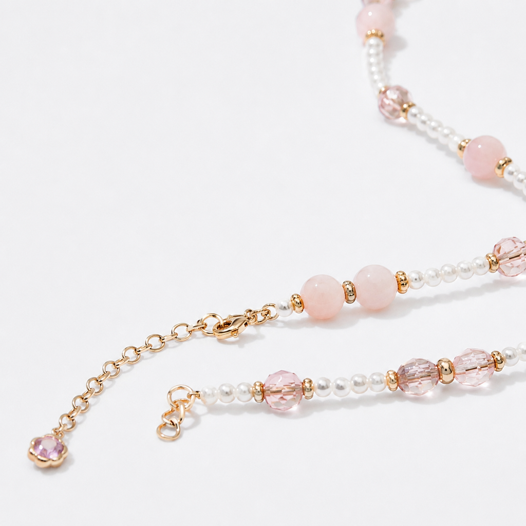 Blush Ribbon Pearl Necklace