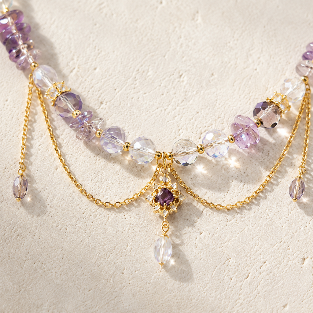 Lavender Veil Crystal Necklace