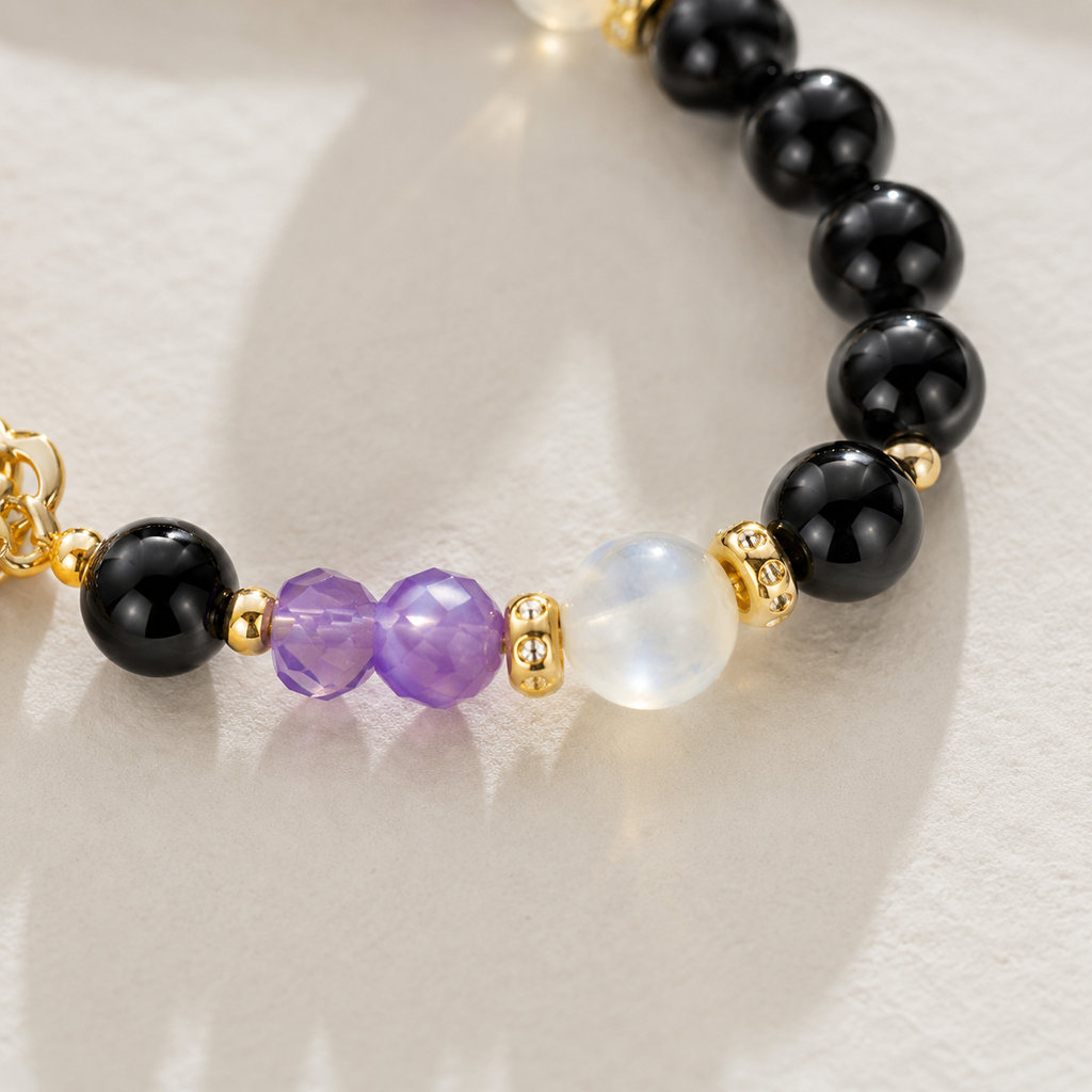 Midnight Amethyst Charm Bracelet