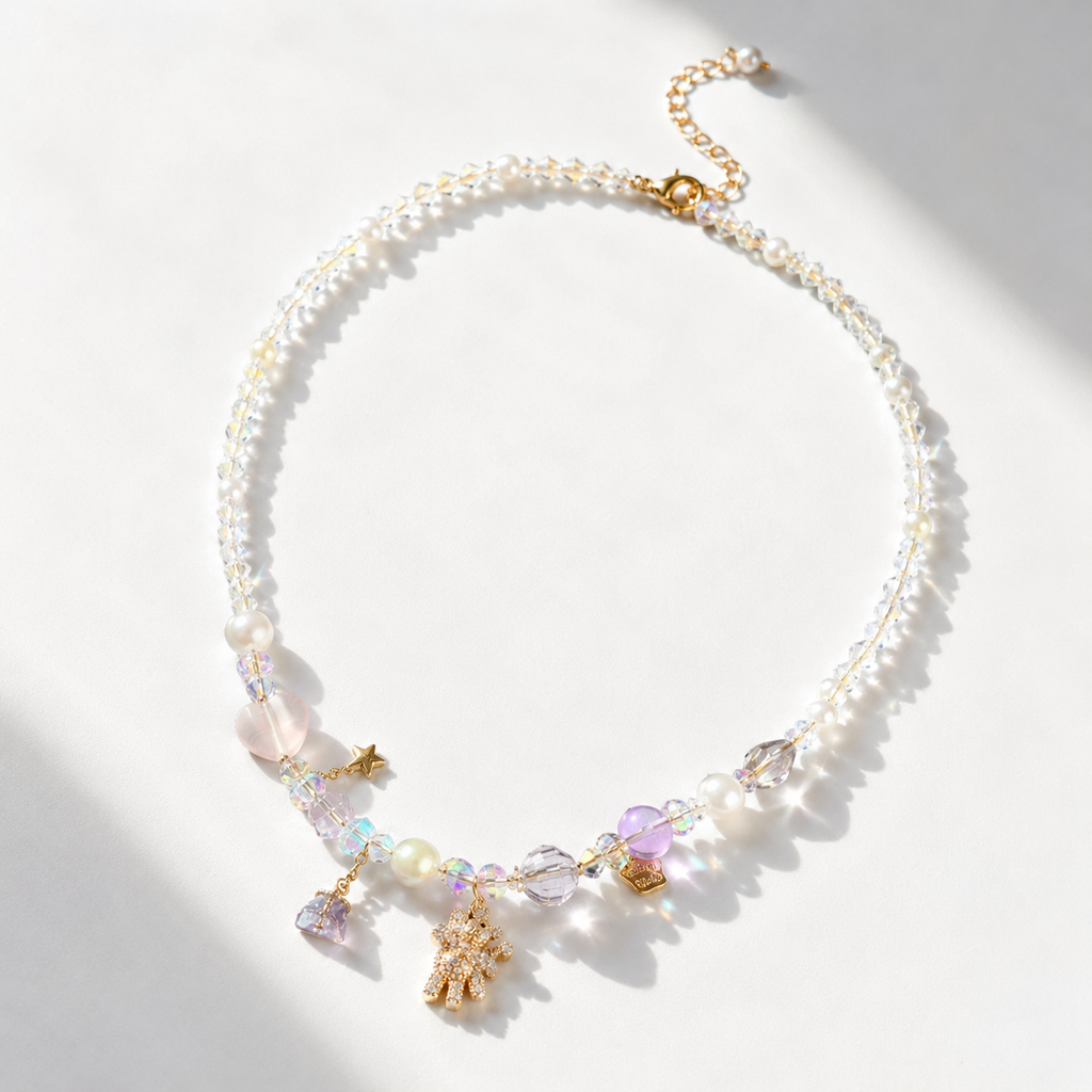 Starlight Teddy Crystal Necklace