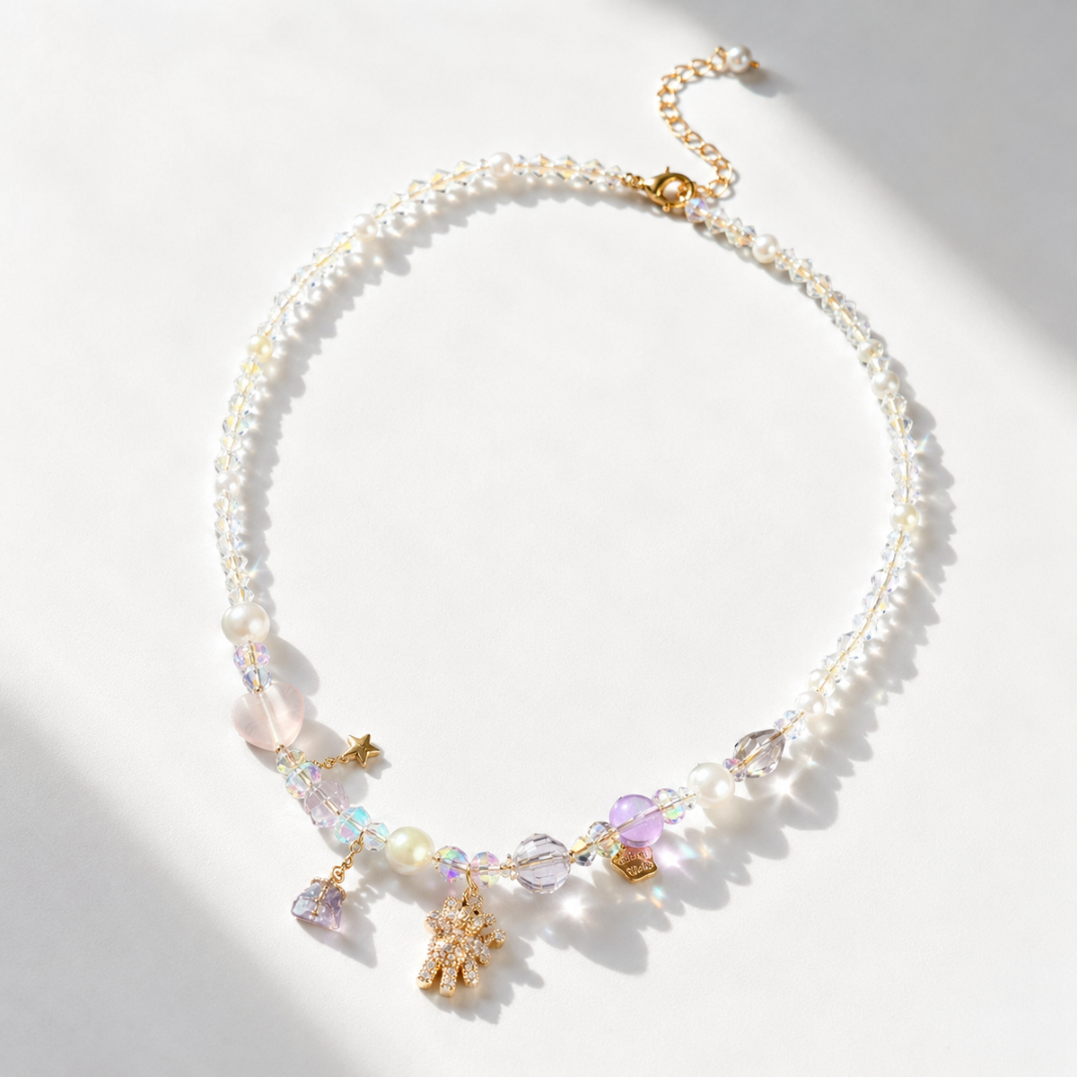Starlight Teddy Crystal Necklace