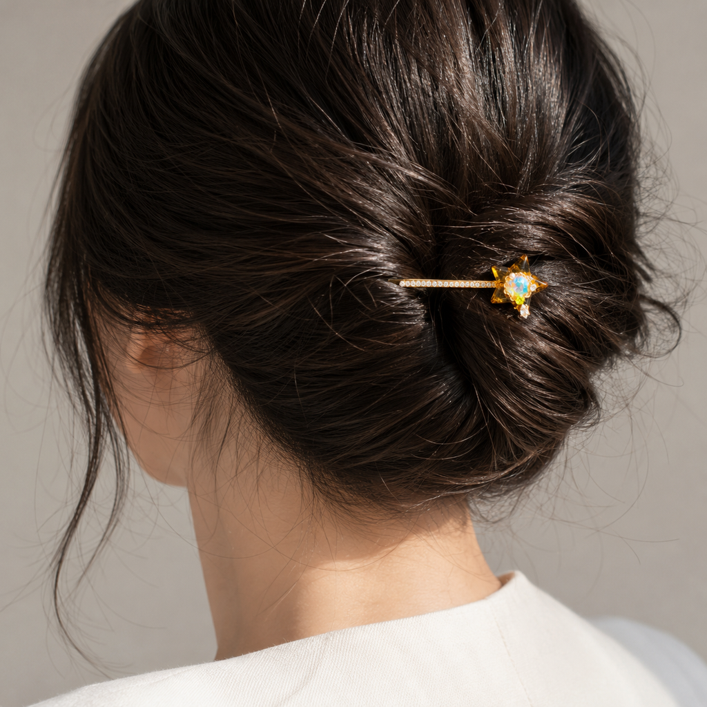 Amber Starlight Crystal Hair Pin