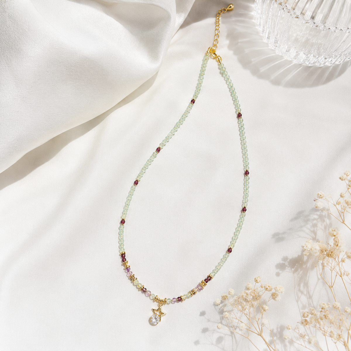 Mint Starlight Beaded Necklace