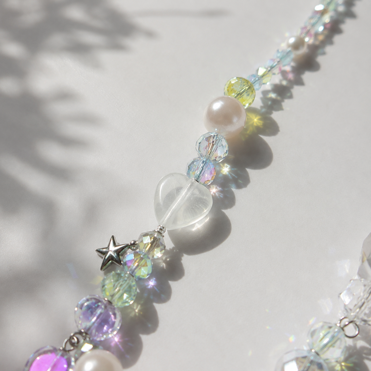 Iridescent Crystal & Pearl Charm Necklace
