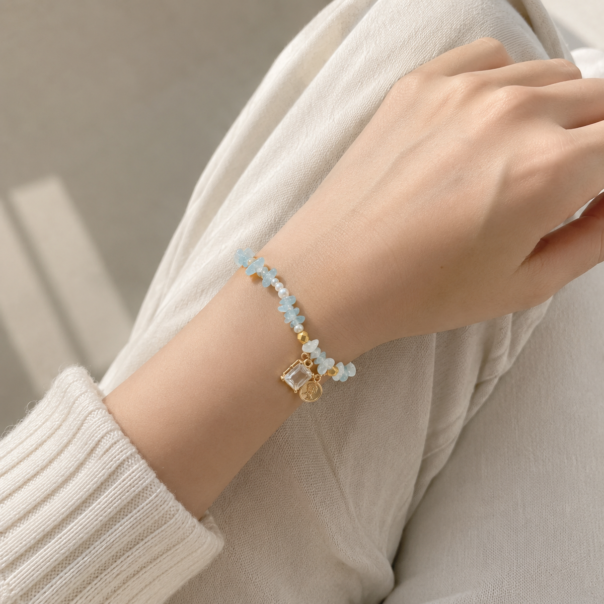Aqua Meadow Charm Bracelet