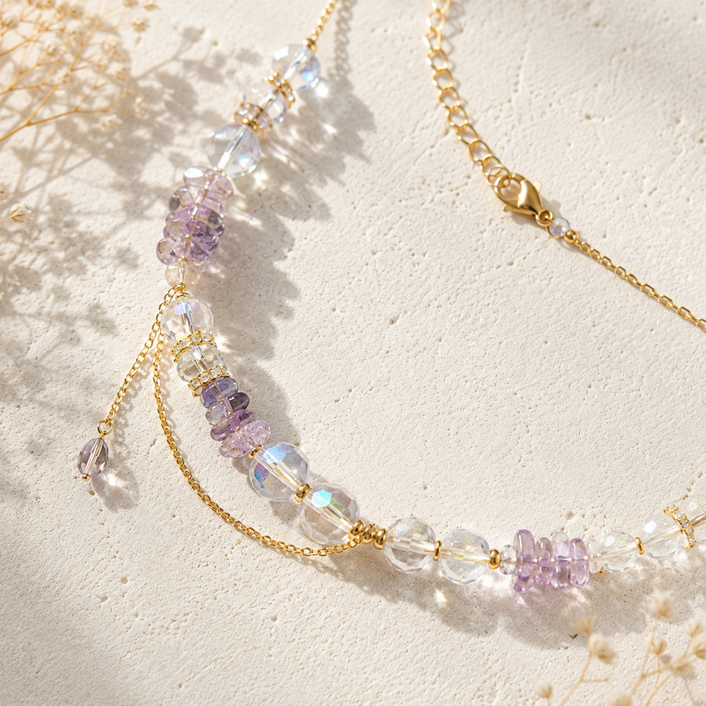 Lavender Veil Crystal Necklace