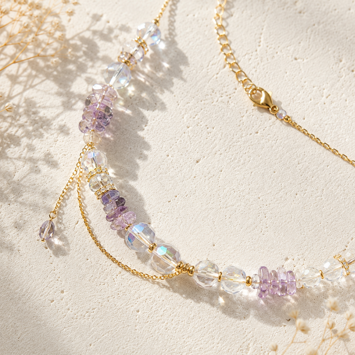 Lavender Veil Crystal Necklace