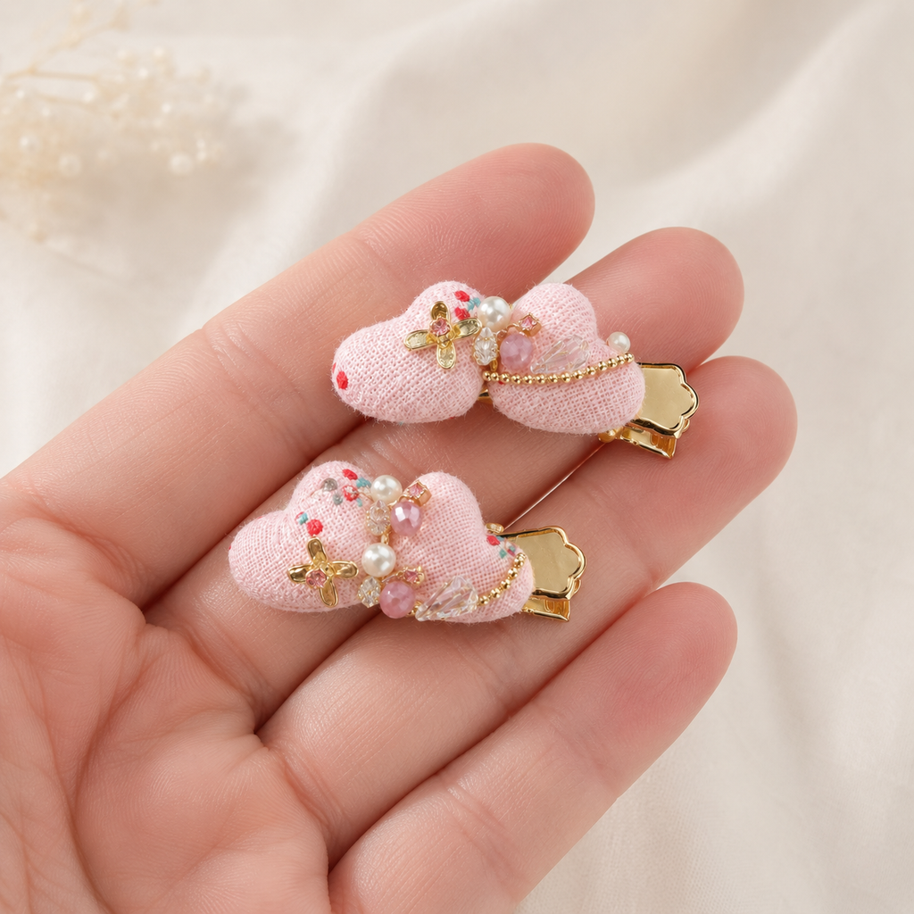 Blush Butterfly Bow Hair Clip Set