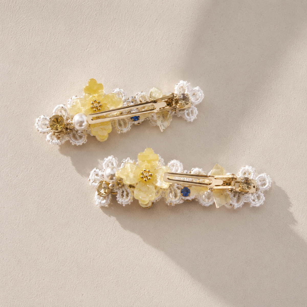 Golden Blossom Lace Hair Clip Set