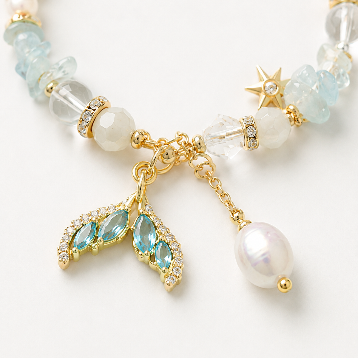 Aqua Pearl Cascade Bracelet