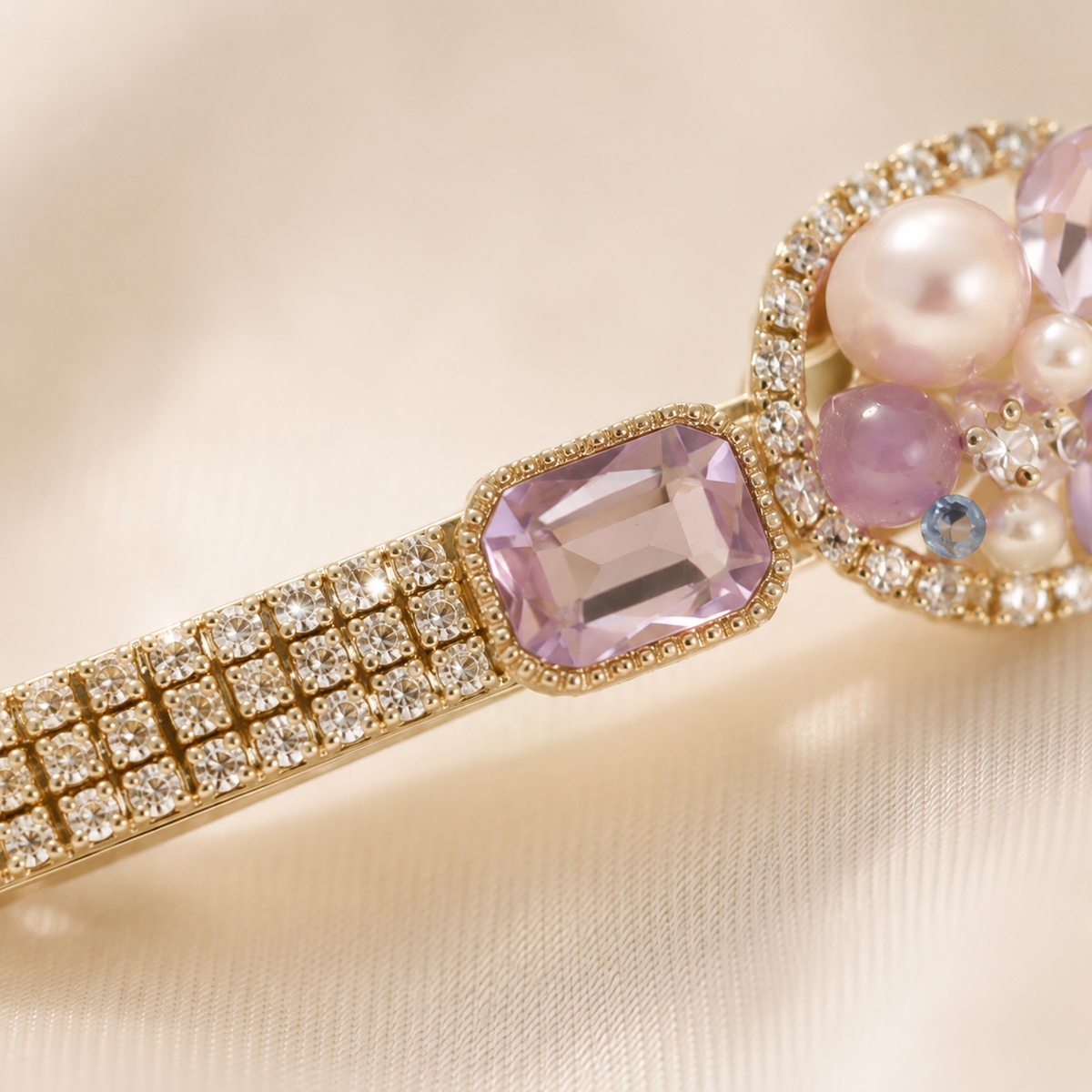 Lavender Pearl Crystal Hair Clip