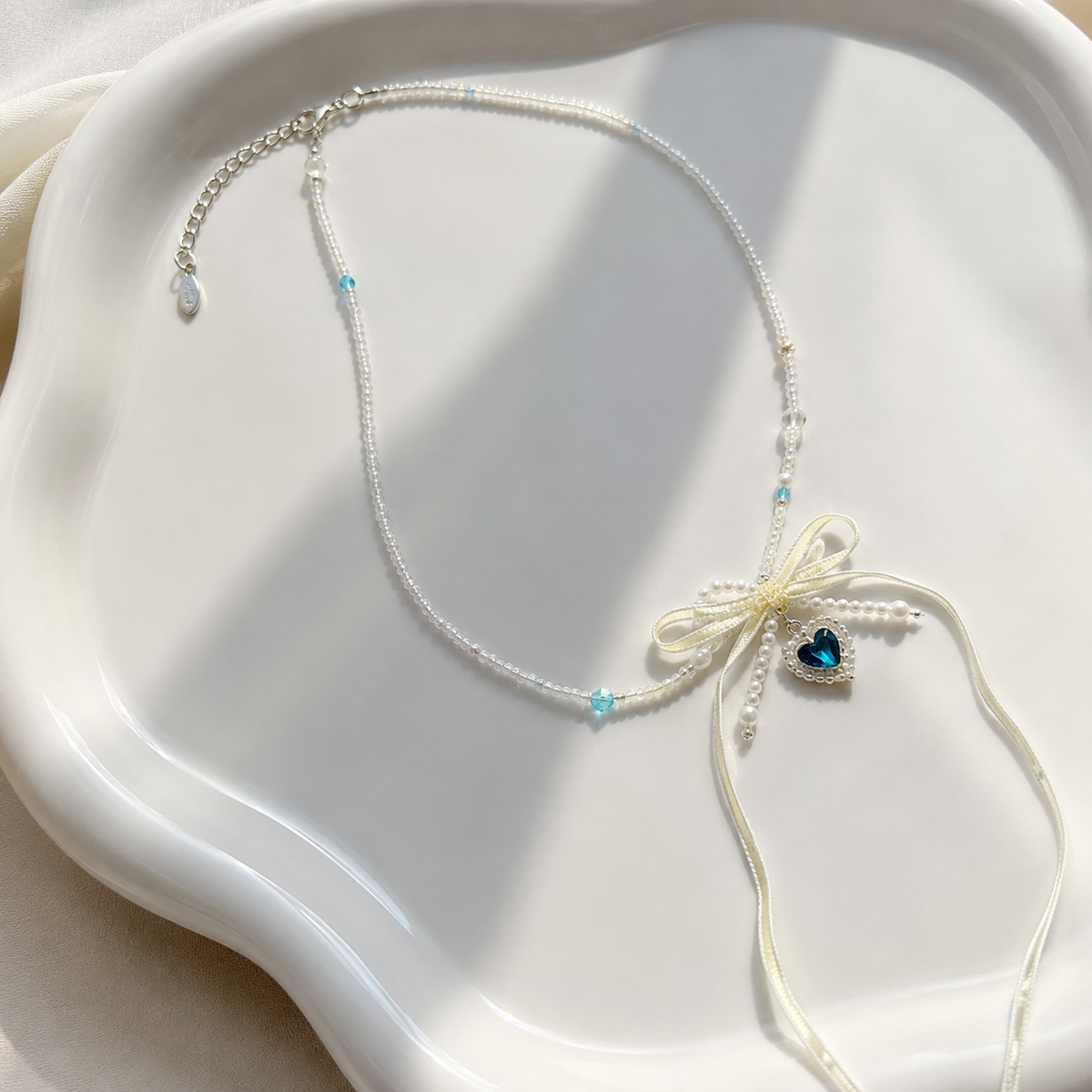 Midnight Ribbon Heart Necklace